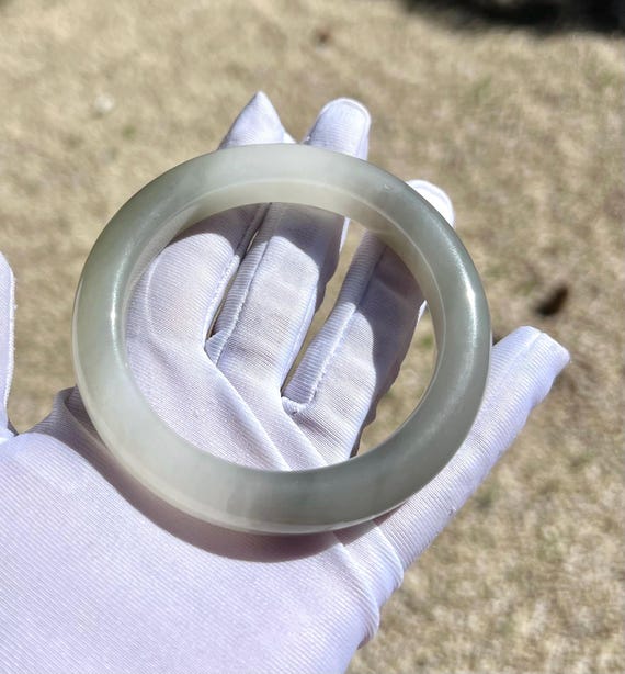 58.5mm Certified natural jade/white purple and green/ tri-color nephrite bangle/天然精品软玉 钢板老料 白玉烟紫翠青 三色手镯 泥鳅背 平安镯#1763