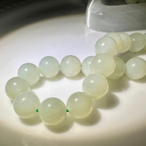 8mm+ Certified Natural Hetian jade/ Siberian Huangkou old mine nephrite necklace/light yellow green color天然和田玉俄料黄口项链  浅黄绿 细料油润