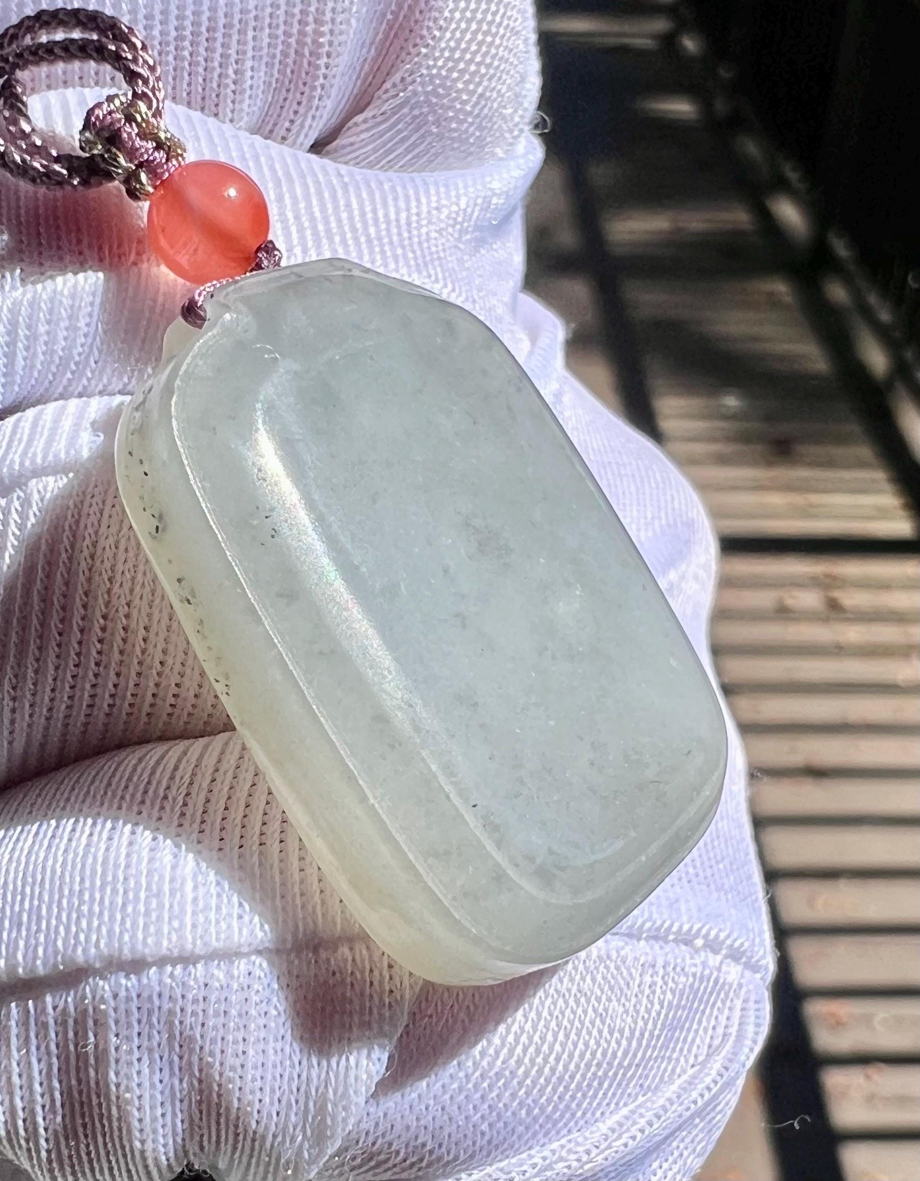 Certified natural jade /black and white nephrite rectangle pendant necklace/qinghua nephrite nothing pendant天然软玉 青花无事牌/吊坠 点墨  #0899