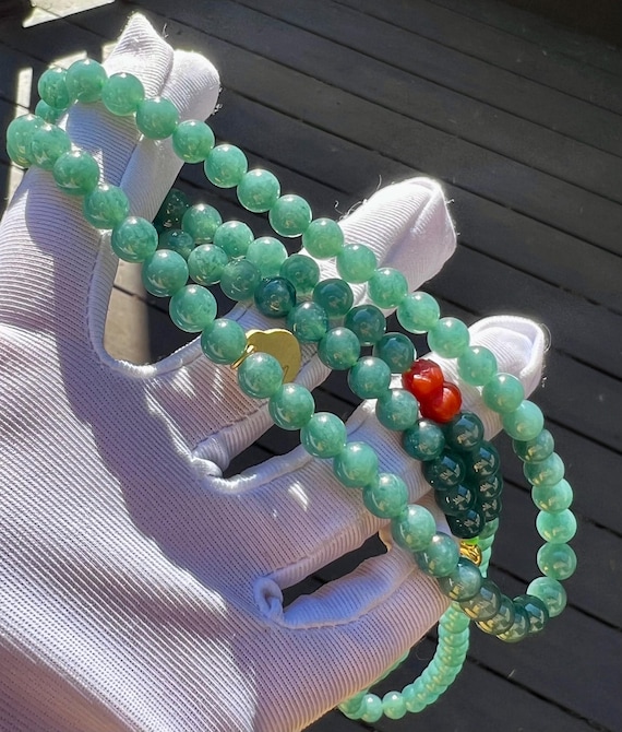 Guatemalan Icy Blue Green Jadeite Necklace Bracelet: Natural Agate Charm#2386