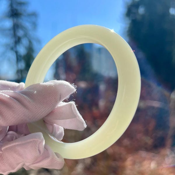 Icy Light Green Nephrite Jade Bangle: 55.9mm Qingshui Jade Bracelet#5252