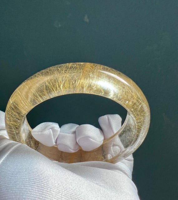 Golden Rutilated Quartz Bangle: Certified Natural Crystal (58.8mm) #9460