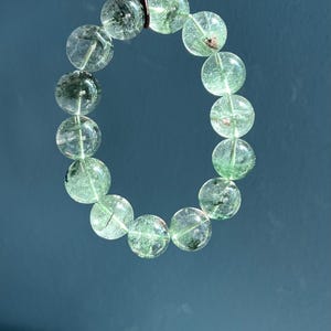 16 mm 認定天然グリーン ファントム クォーツ ブレスレット/高透明度