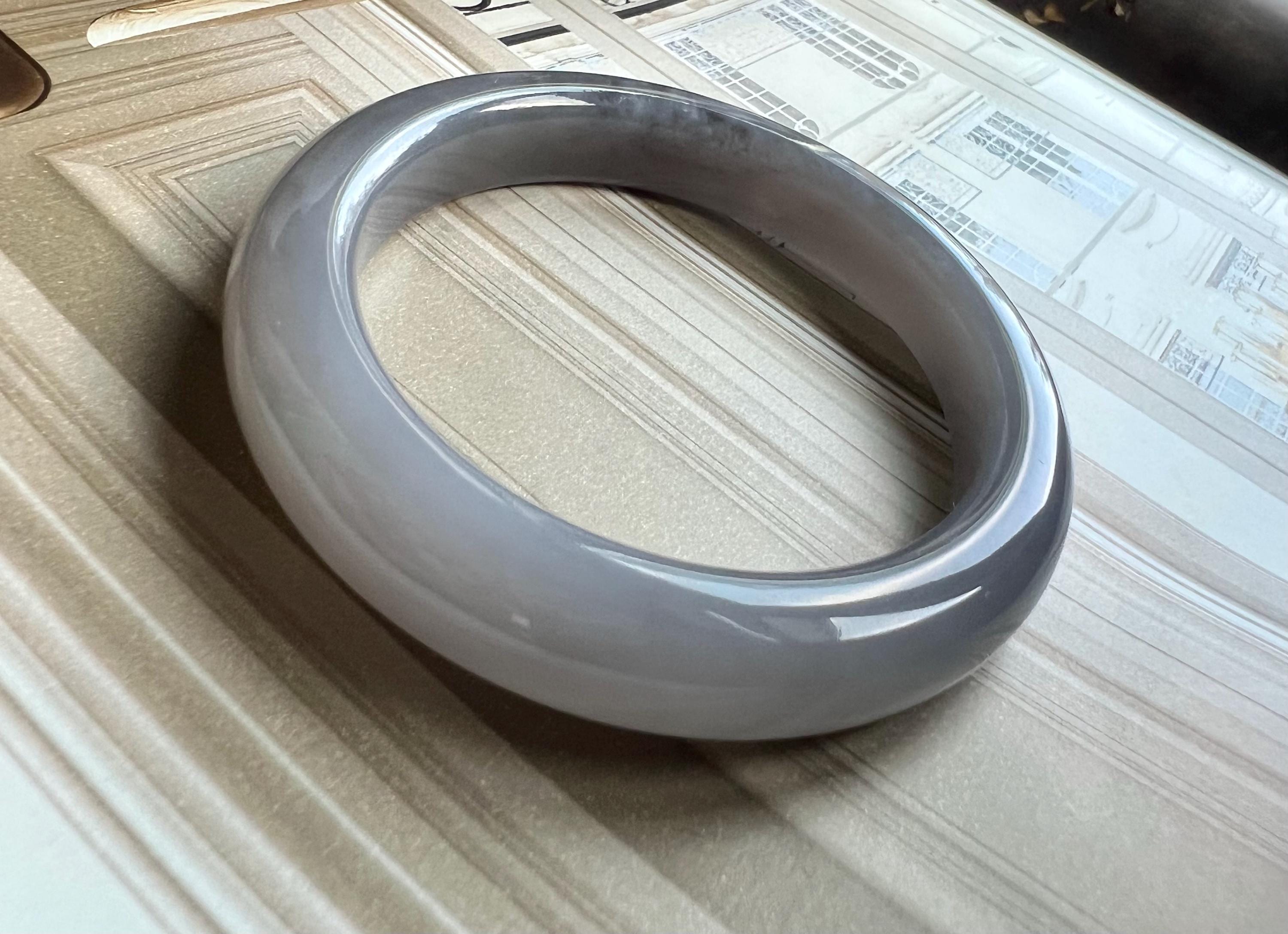 54.8 mm 認定天然翡翠/オールドマインパープルネフライトバングル