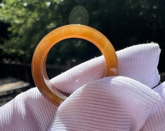 17.1mm Certified Hetian jade Qiemo Brown Nephrite ring Hetian nephrite band ring 且末料和田玉 糖玉 渐变黄金糖老红糖指环 戒指 金山矿 糖玉直切戒圈 扳指#4690