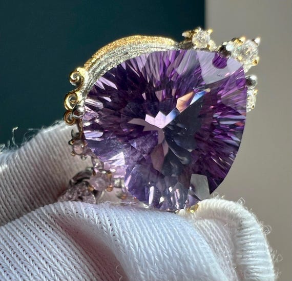 Amethyst Heart Pendant Necklace: Sterling Silver, Untreated Purple Gemstone#1644