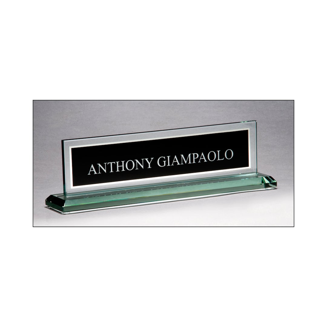 Personalized Office Glass Name Plate, Office Name Plate, Employee Gift ...