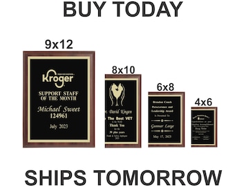 Personalized Engraved Plaque – Custom Award, Name Plate, Retirement Gift, Employee Recognition