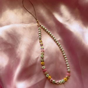 Custom Self-Love Phone Charm: Pearl Beaded Phone Lanyard