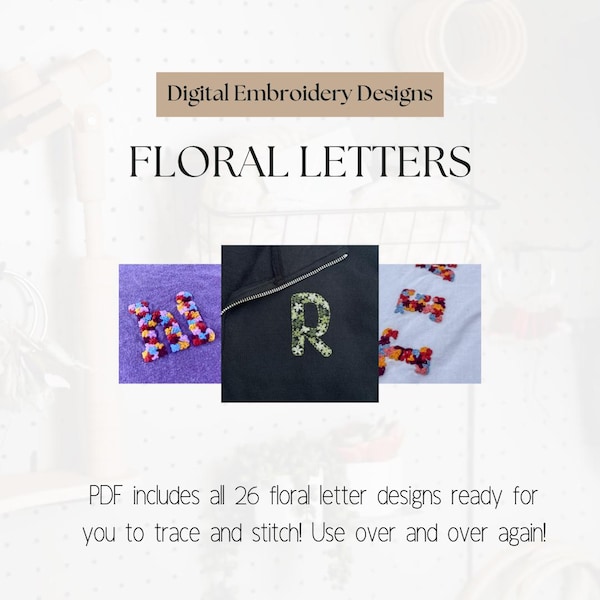 Hand Embroidery Floral Letter Alphabet Designs With Video Tutorial - Digital Embroidery Design