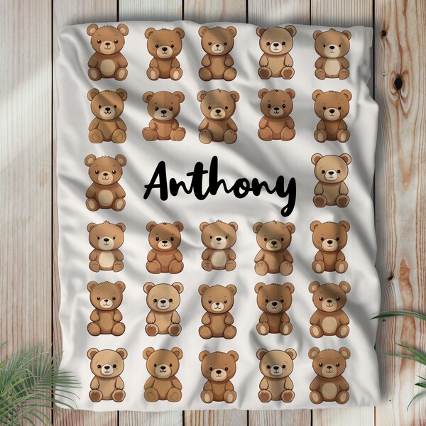 Personalized Teddy Bear Blanket | Teddy Blanket | Personalized Blanket | Custom Name Blanket | Custom Baby Blanket | Baby Boy Blanket