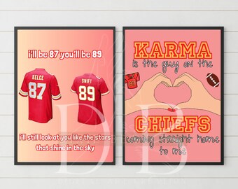 Taylor Swift Travis Kelce Chiefs Print: Birthday Bachelorette Decor