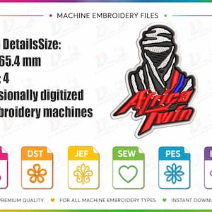 frica Twin Embroidery Design | Adventure Motorcycle Patch | Pes DST Exp JEF HUS VP3 | Instant Download