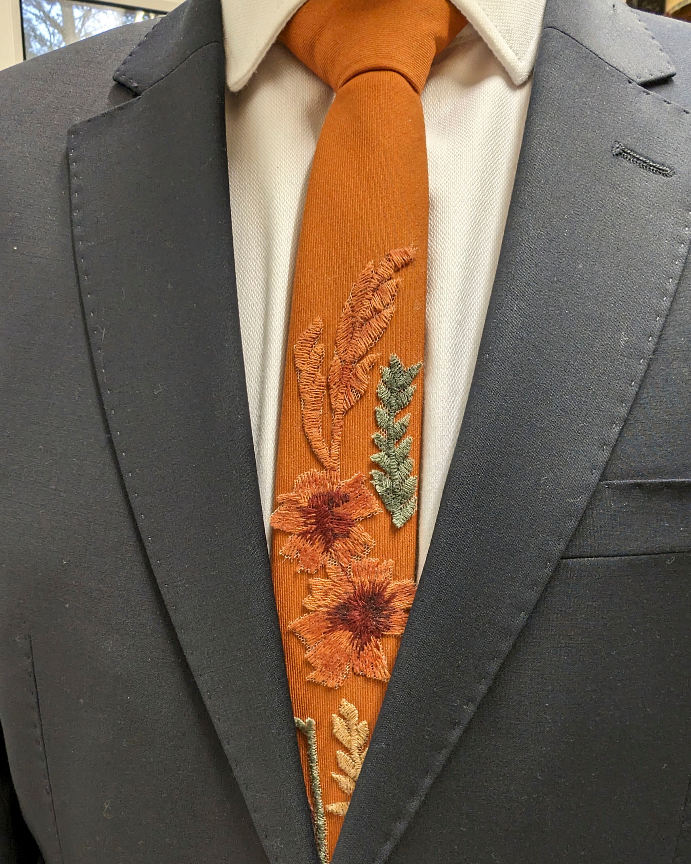 Acer Palmatum Formal Tie Embroidered Autumn Fall Leaves Tie Fabric ...