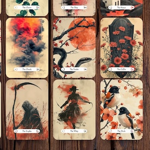 Rote und schwarze Lenormand Karten, Lenormand Deck mit Ratgeber, Minimalistische Orakel Karten, Full Lenormand Deck, Wahrsagen Geschenk