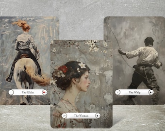 Oil Paint Style Lenormand Cards, Unique Oracle Card, Gray Lenormand Deck, Divination Tools, Picturesque Tarot, Beginners Lenormand Guidebook