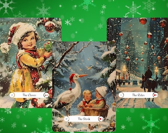 Vintage Christmas Lenormand Deck, Christmas Lenormand Cards, Ornamented Divination Tools, Lenormand with Guidebook, Ornamented Oracle Gift