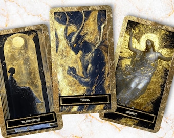 Golden Luxurious Tarot Deck, Elegant Baroque Tarot Cards, Rider Waite Tarot, Divination Tools, Mystical Tarot Gift, Tarot for Beginners