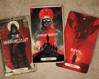 Movie Poster Tarot Deck, Vintage Tarot Cards, Tarot with Guidebook, 78 Red Oracle Cards, Major Arcana, Minor Arcana, Full Tarot Deck Gift