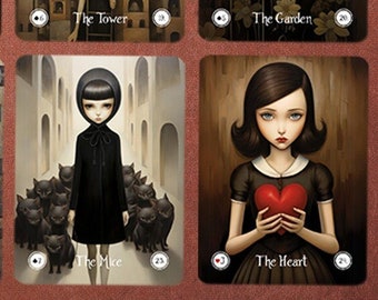 Spooky Cats Lenormand Deck, Anime Oracle Cards, Fortune Telling cards, Grand Tableau Lenormand, Cat Eyes Divination, Dark Cat Lover Cards
