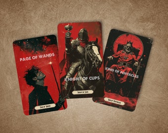 Retro Poster Tarot Deck, Red Tarot Cards, RSW Based Tarot, Black Tarot Deck, Beginner Friendly Tarot, Original Tarot Gift, Tarot Guidebook