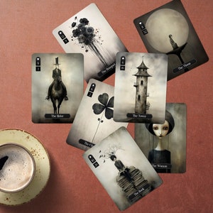 Dark Lenormand Cards, Gothic Lenormand Cards, Full Lenormand Deck, Gothic Gift, Dark Lenormand Deck, Black oracle, Dark Divination Tools