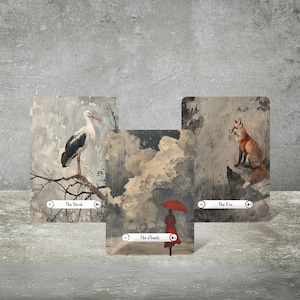 Oil Paint Style Lenormand Cards, Unique Oracle Card, Grey Lenormand Deck, Divination Tools, Picturesque Tarot, Beginners Lenormand Guidebook