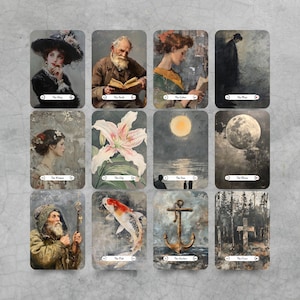 Karty Lenormand w stylu malarstwa olejnego, unikalna karta wyroczni, szara talia Lenormand, narzędzia wróżbiarskie, malowniczy tarot, podręcznik Lenormand dla początkujących zdjęcie 6