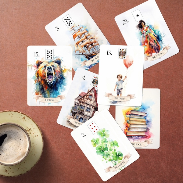 Colorful Lenormand deck, Modern Lenormand Cards, Vibrant Lenormand Deck, Fortune telling Gift, grand tableau lenormand, Full oracle deck