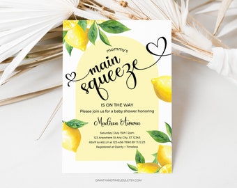 Citron babyshowerinbjudan: Mammas stora kläm, redigerbar mall (digital nedladdning)