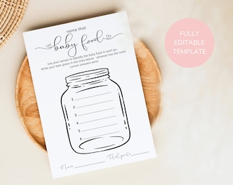 Name That Baby Food Game: Baby Shower Printable (Instant Download)