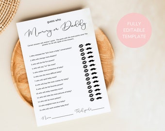 Guess Who Mommy or Daddy Baby Shower Game (Printable Template)