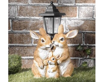 Garden Solar Light - Solar Rabbit with Post Light Lantern - Garden Ornaments - Resin Ornaments - Solar Lights Garden - Garden Gifts #1