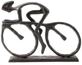 Figurina scultura ciclista in ghisa - Decorazione domestica artigianale - per motociclisti e amanti dello sport - Scultura artistica in ferro - Regalo per lui