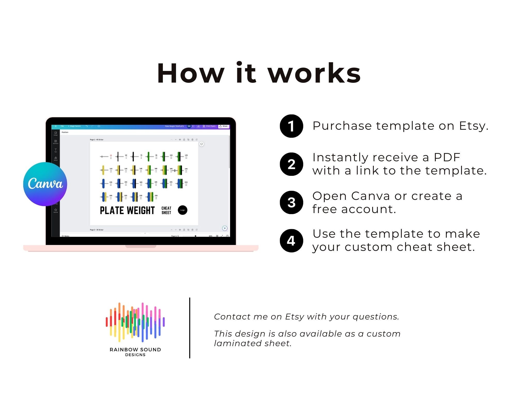 Barbell Weight Cheat Sheet digital Template Etsy