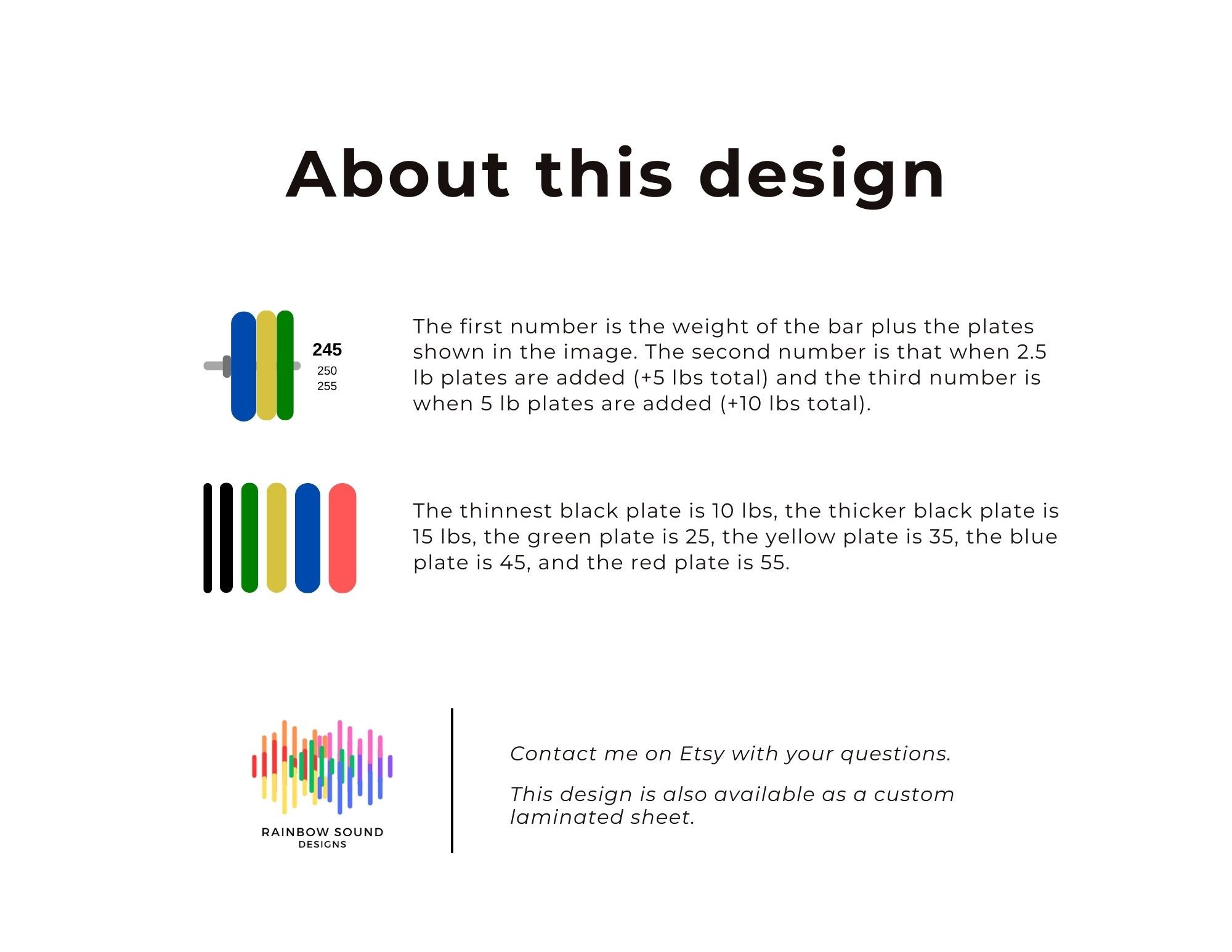 Barbell Weight Cheat Sheet digital Template Etsy