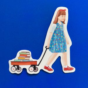 Pegatina Matilda con sus libros