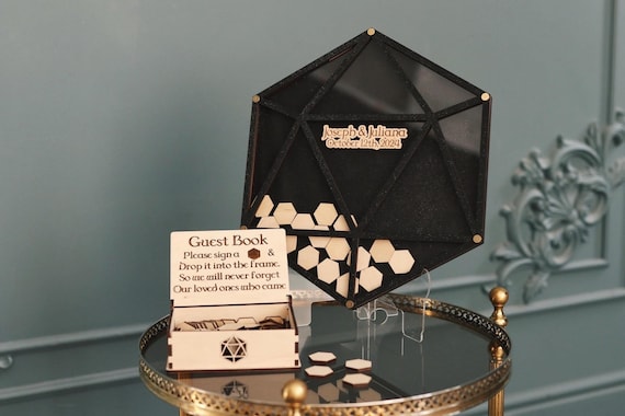 Dungeons and Dragons wedding guest book DnD wood wedding sign in Unique wedding drop box