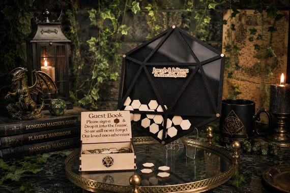 Dungeons and Dragons wedding guest book DnD wood wedding sign in Unique wedding drop box