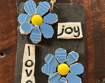 Forget Me Not Mosaic Flower Hanging: Love and Joy Gift