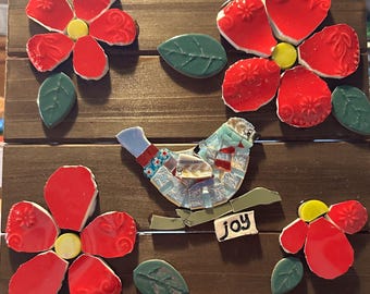 Scarlet Blossom and Bluebird Mosaic