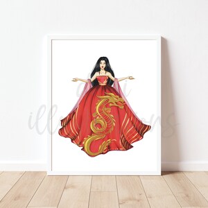 Year of the Dragon Fashion Illustration | Digital Fashion Installation Print  (Instant Printable Fashion Illustration Print)