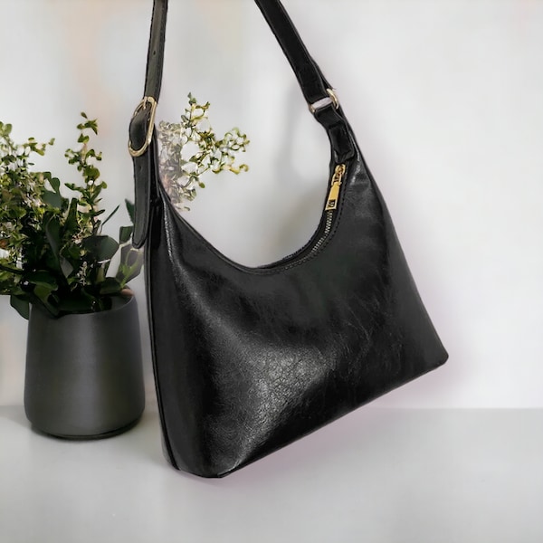 Bolso de hombro vintage de cuero suave, bolso de hombro extremadamente simple, bolso de trabajo, bolso de hombro elegante, bolso de hombro elegante, regalo para ella