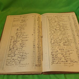 carta vecchia, quaderno di inventario 1919, appunti a penna e matita
