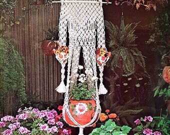 PDF MACRAME: 1975 Kashmir Plant Hanger Macrame Pattern, Vintage Macrame Pattern, Multiple Plant Holder Macrame Pattern, Big Macrame Pattern