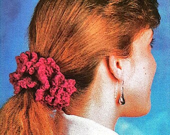 PDF CROCHET PATTERN: 1993 Scrunchie Crochet Pattern, Hair Tie Crochet Pattern, Hair Accessory Crochet Pattern, Vintage Crochet Pattern