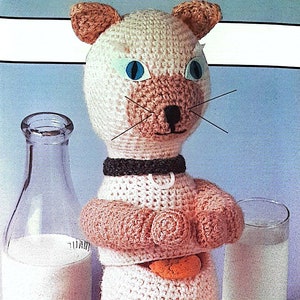 PDF CROCHET PATTERN: 1984 Cat Cookie Jar Crochet Pattern, Kooky Cat Jar Crochet Pattern, Kitty Crochet Pattern, Kitchen Decor Crochet