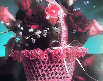 PDF CROCHET PATTERN: 1988 Flower Basket Crochet Pattern, Vintage Basket Pattern, Gift Basket Crochet, Easter Crochet, Home decor pattern