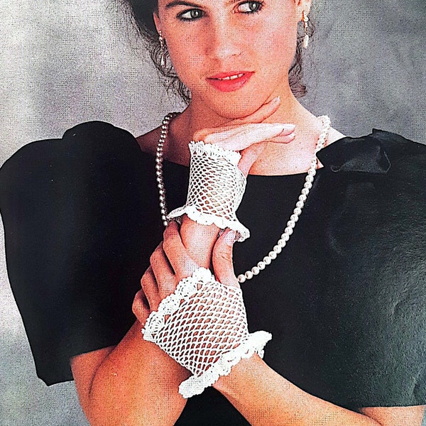 PDF CROCHET PATTERN: 1991 Lace Mitts Crochet Pattern, Vintage Crochet Pattern, Fingerless Gloves Crochet Pattern, Easy Crochet Pattern