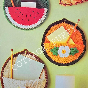 PDF CROCHET PATTERN: 1984 Noteholders Crochet Pattern, Vintage Crochet Pattern, Kitchen Crochet Pattern, Watermelon Crochet Pattern
